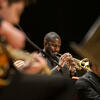 Student playing the trumpet. 